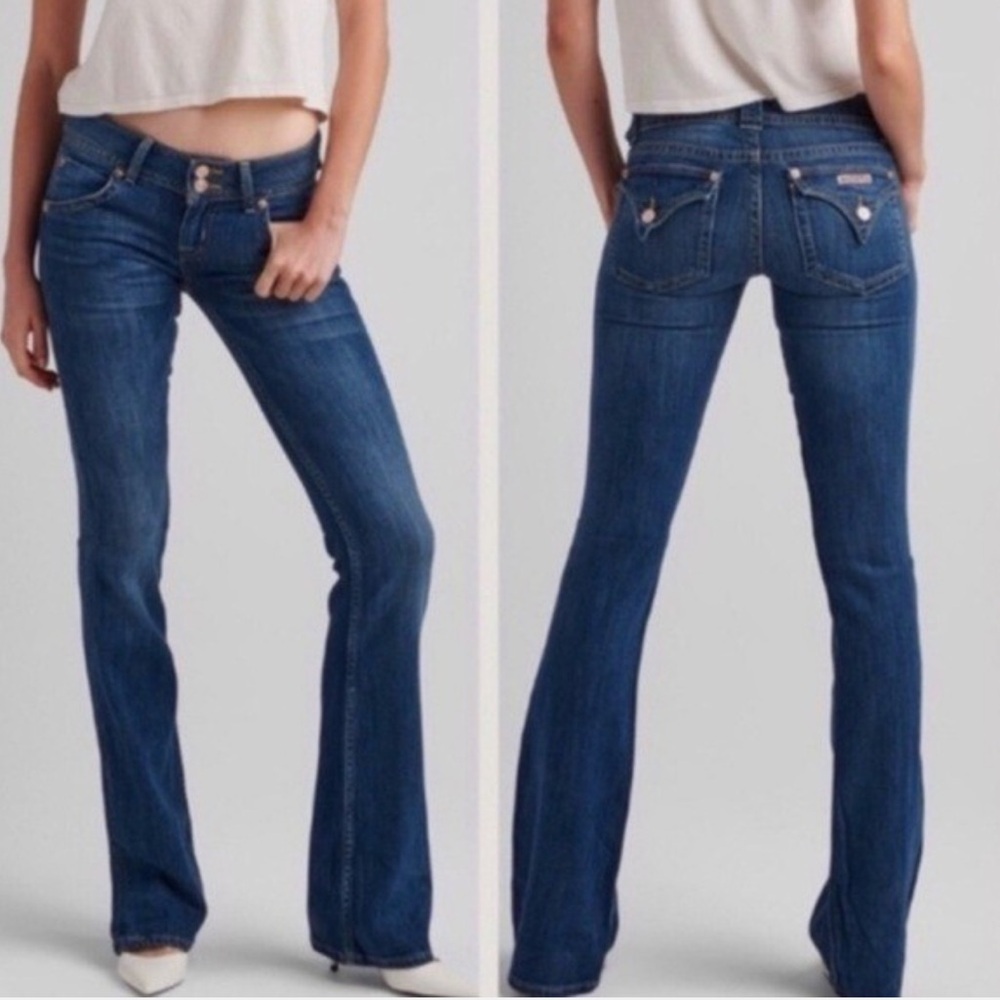 Hudson signature bootcut womens jeans sz 30 flap pockets dark wash cotton blend